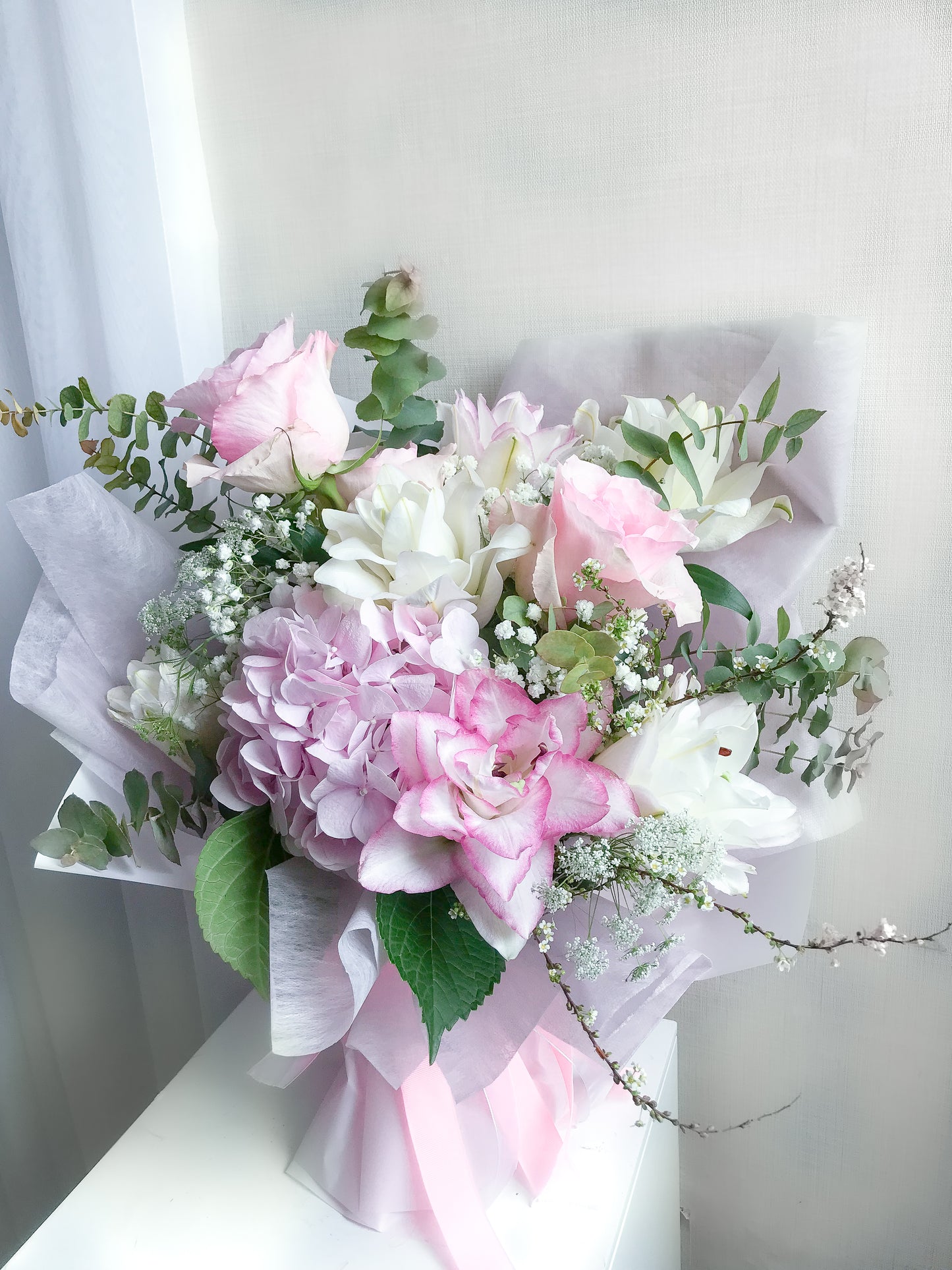 Double Lily and Roses